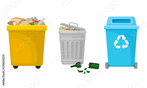 Garbage or Refuse in the Tanks and Sack Vector Set