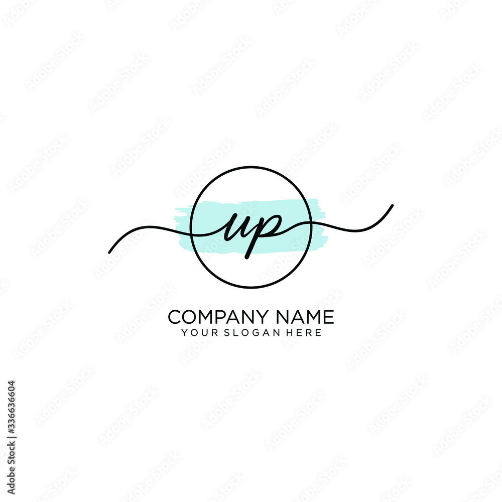 UP initial Handwriting logo vector template UP initial Handwriting logo vector template
