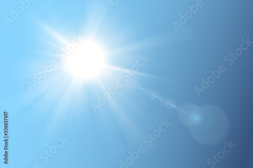 Illustration of blue sky and sun