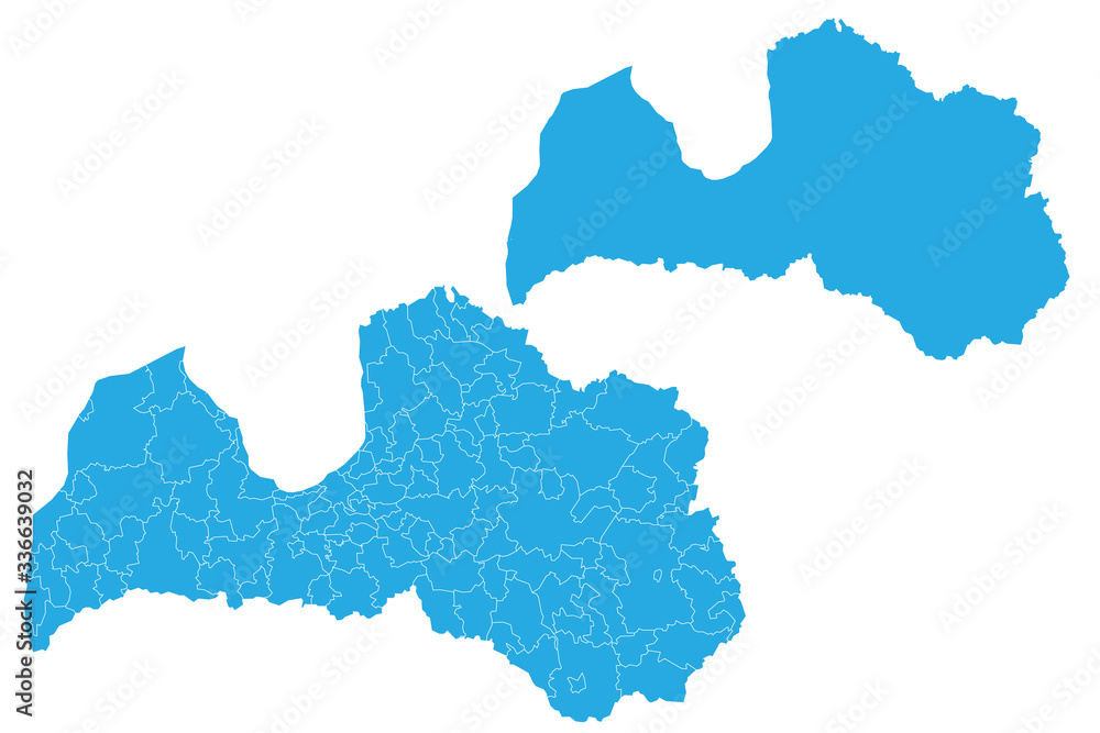 Fototapeta premium Map - Latvia Couple Set , Map of Latvia,Vector illustration eps 10.