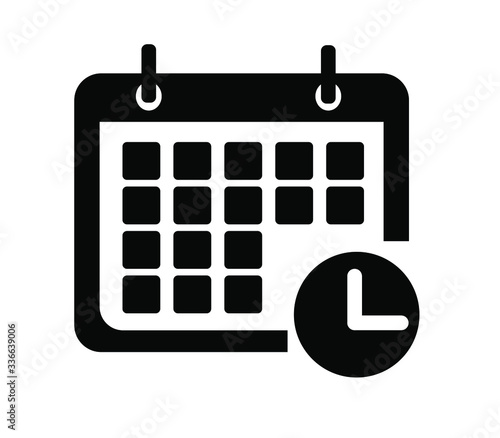 calendar reminder icon, calender with clock symbol vector illustration