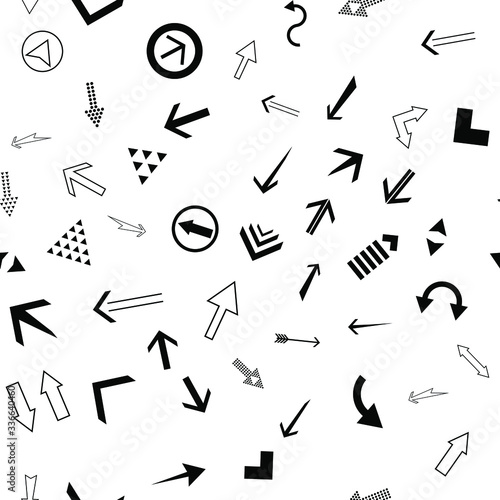 Seamless vector pattern with different arrows. Modern cursor illustration