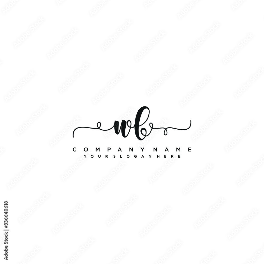 WB initial Handwriting logo vector template WB initial Handwriting logo vector template