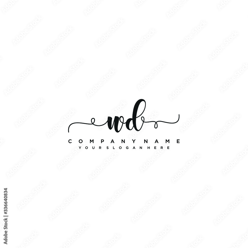 WD initial Handwriting logo vector template WD initial Handwriting logo vector template