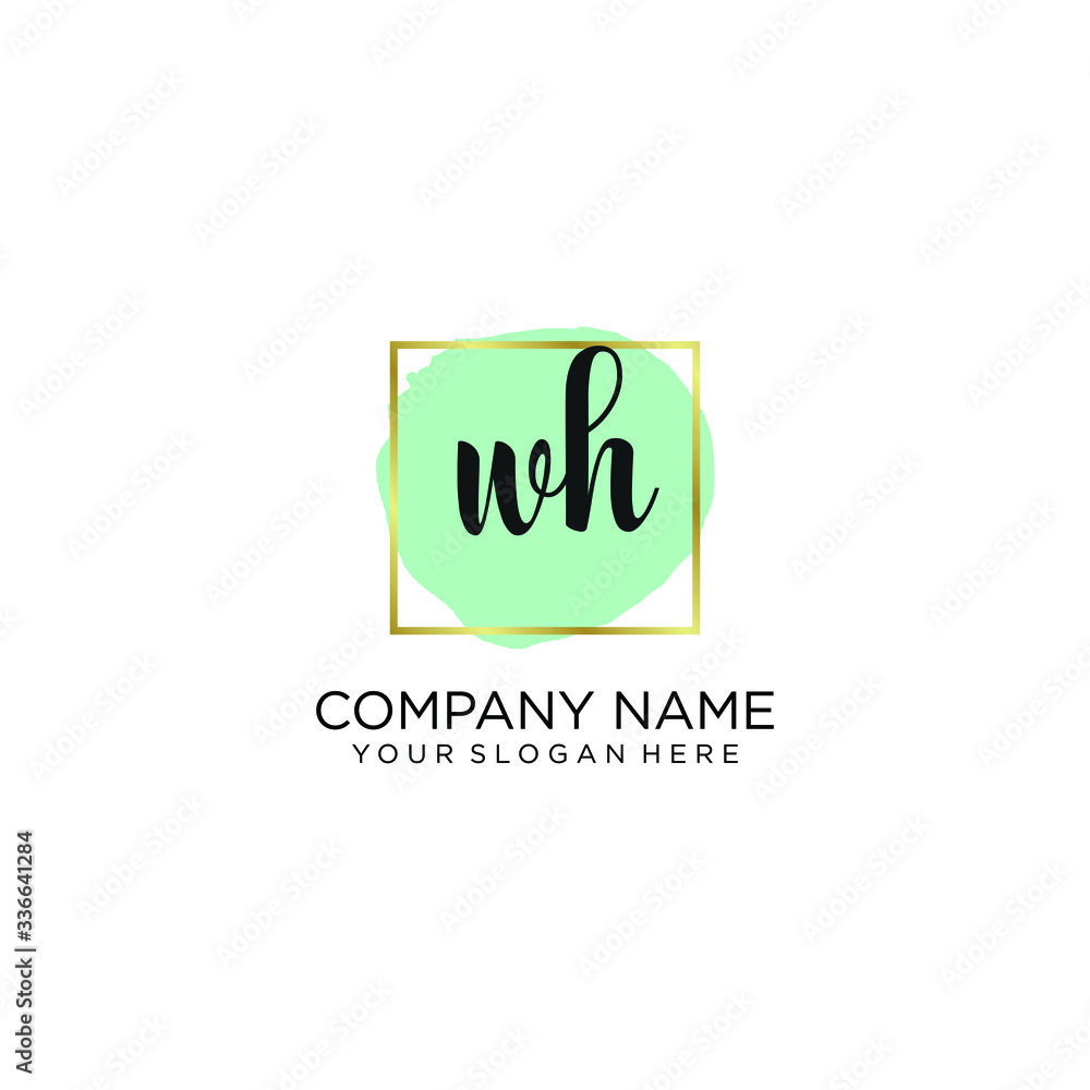 Obraz premium WH initial Handwriting logo vector template