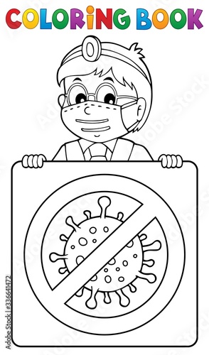 Coloring book doctor with sign theme 1