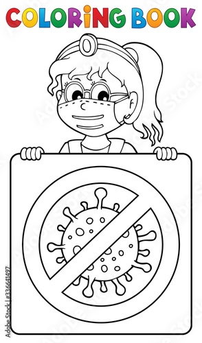 Coloring book doctor with sign theme 2