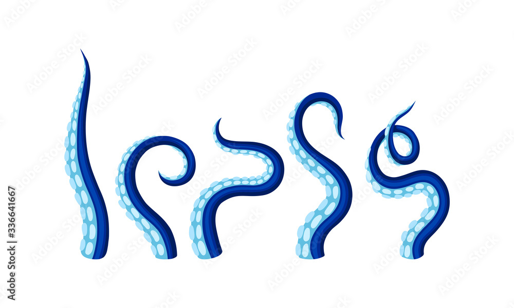 Octopus Tentacles or Limbs Wiggling and Snaking Vector Set Octopus Tentacles or Limbs Wiggling and Snaking Vector Set