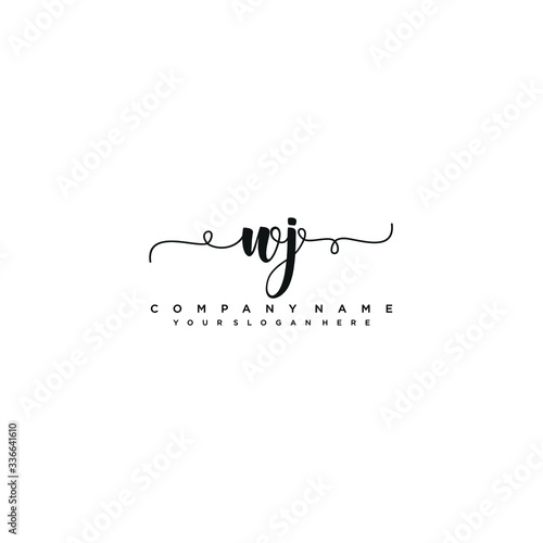 WJ initial Handwriting logo vector template