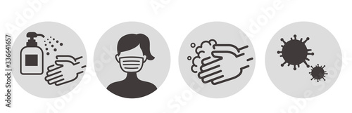 washing hands mask gargling illustration vector