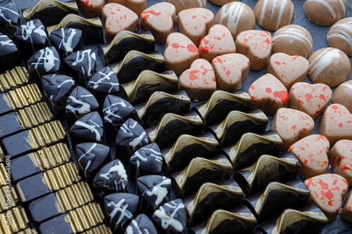 chocolate candies on black stone