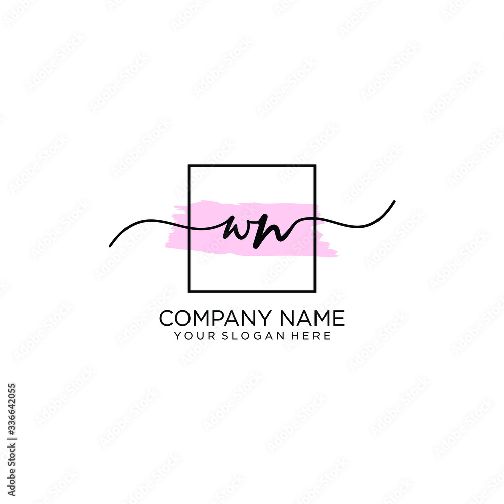 WN initial Handwriting logo vector template WN initial Handwriting logo vector template