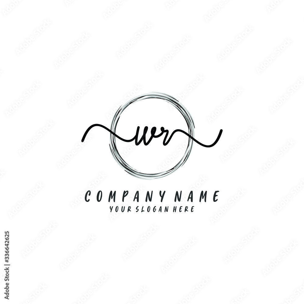 WR initial Handwriting logo vector template WR initial Handwriting logo vector template