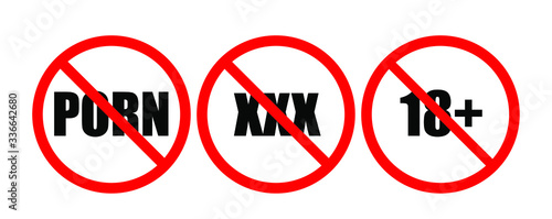 stop porn icon, porn ban vector sign