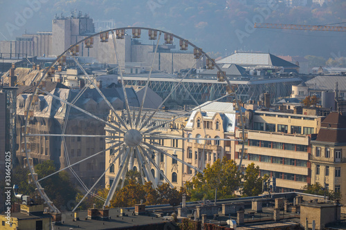 Ferris wheel in historical center of Budapest, Hungary