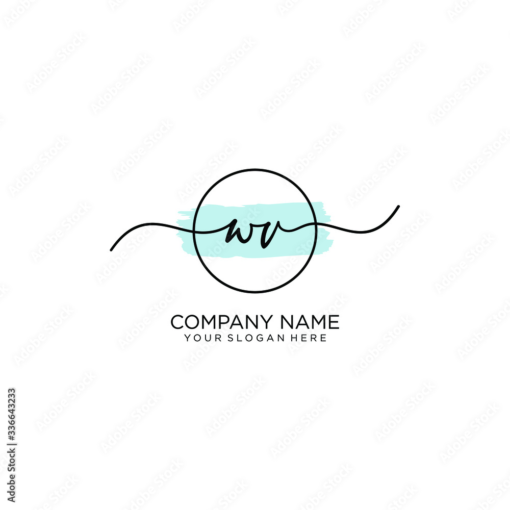 WV initial Handwriting logo vector template WV initial Handwriting logo vector template