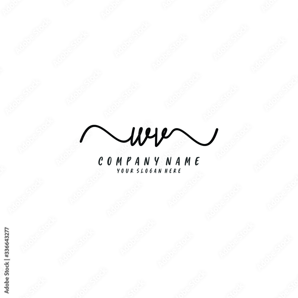 WV initial Handwriting logo vector template WV initial Handwriting logo vector template