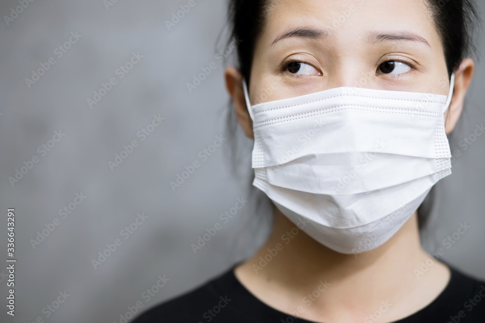 Women wearing masks to protect against germs, the virus, Covid 19 and batteries. Women wearing masks to protect against germs, the virus, Covid 19 and batteries.