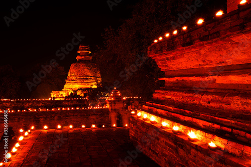 on Makhabucha day at Wat Maheyong Ayutthaya,Thailand  photo