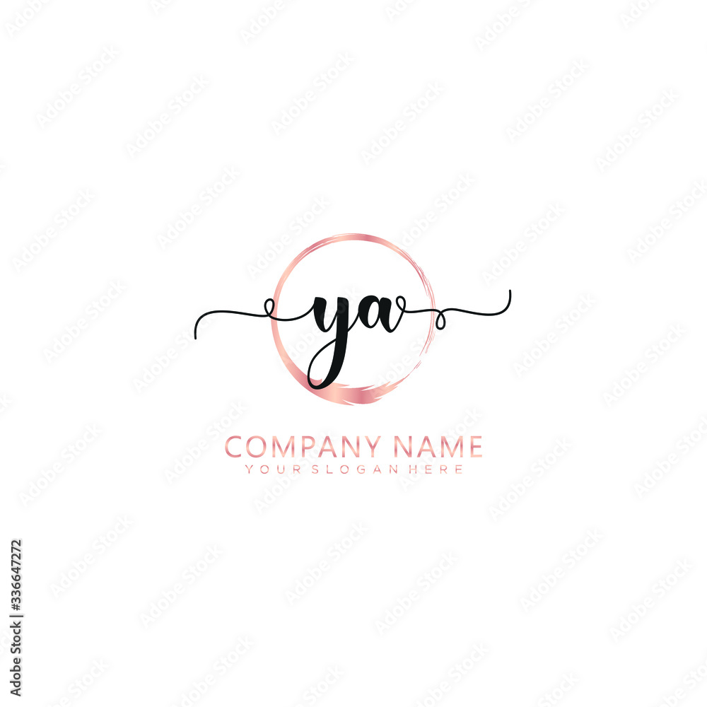 YA initial Handwriting logo vector template YA initial Handwriting logo vector template