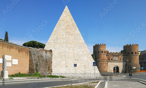 ollowing the coronavirus outbreak, the italian Government has decided for a massive curfew, leaving even the Old Town, usually crowded, completely deserted. Here in particular Porta San Paolo photo