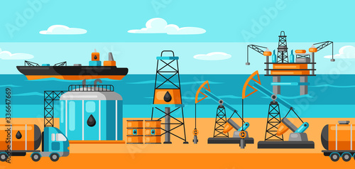 Seamless pattern with oil and petrol icons.
