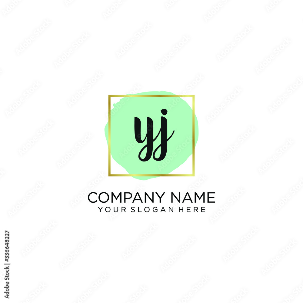 YJ initial Handwriting logo vector template YJ initial Handwriting logo vector template