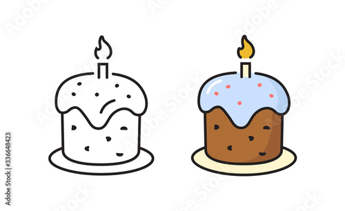 Easter cake icon. Traditional sweet food.