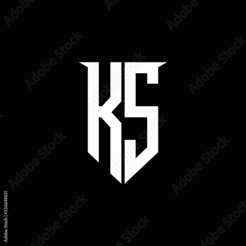 KS logo monogram with emblem shield style design template