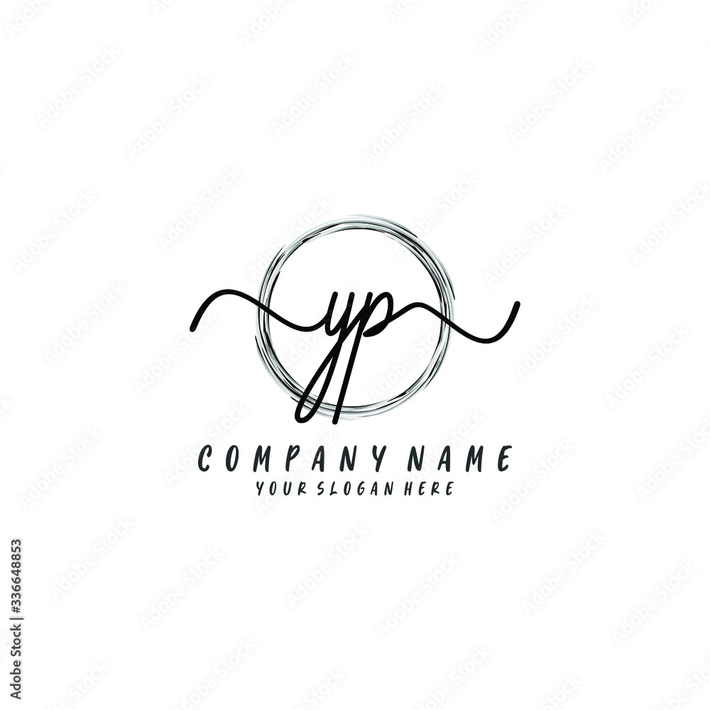 YP initial Handwriting logo vector template YP initial Handwriting logo vector template