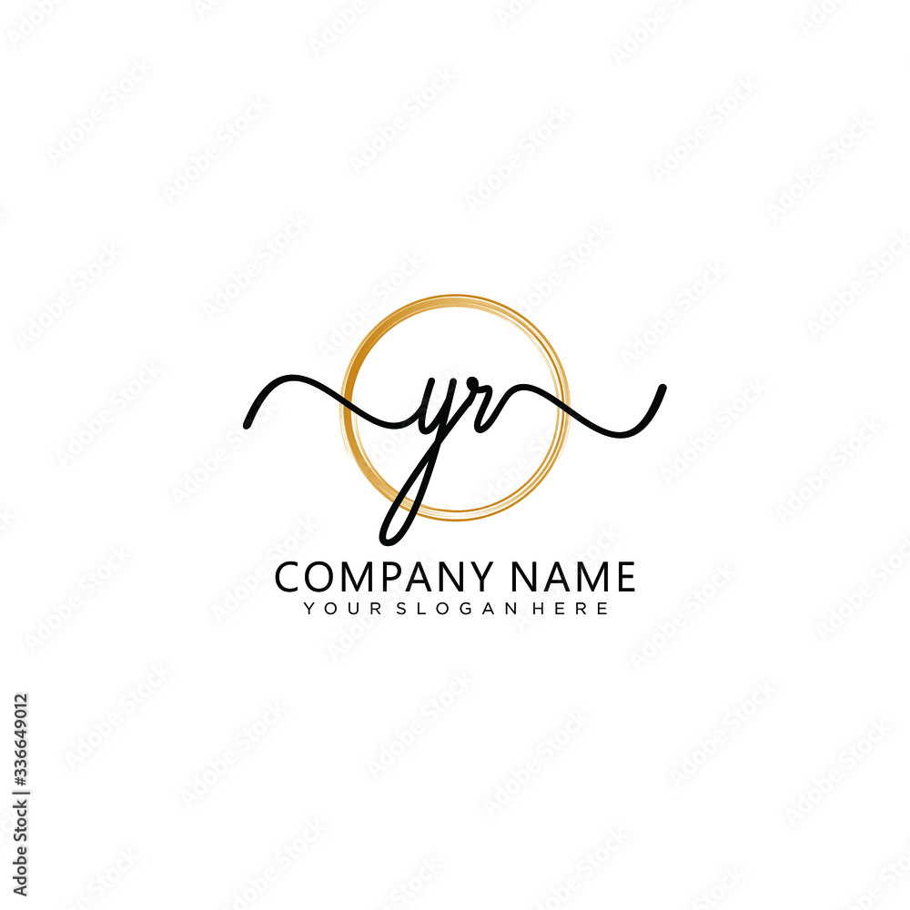 YR initial Handwriting logo vector template YR initial Handwriting logo vector template