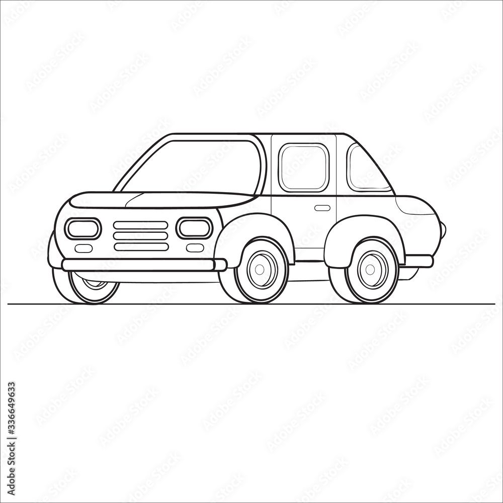 car outline, coloring, isolated object on a white background, vector illustration,