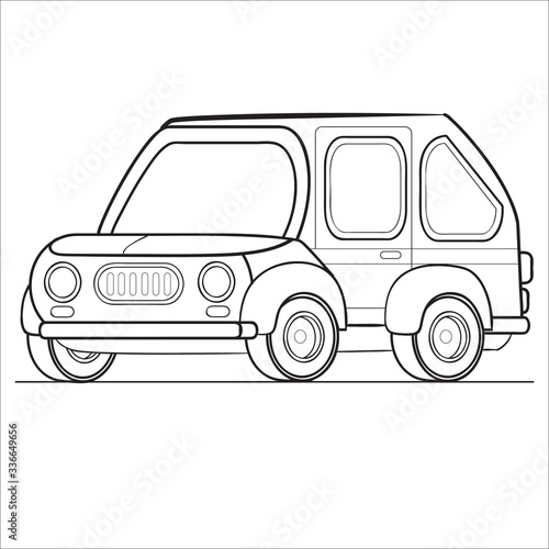 hatchback car outline  coloring book  isolated object on white background  vector illustration 