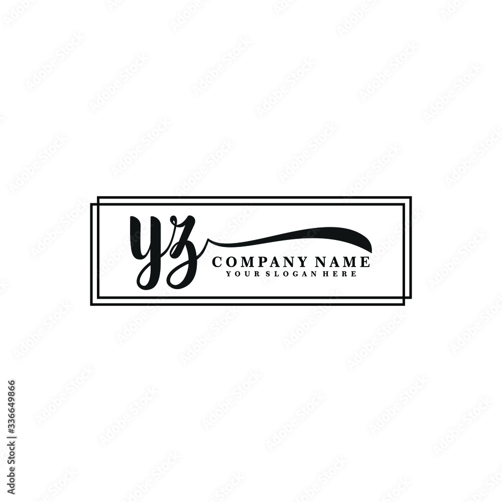 YZ initial Handwriting logo vector template