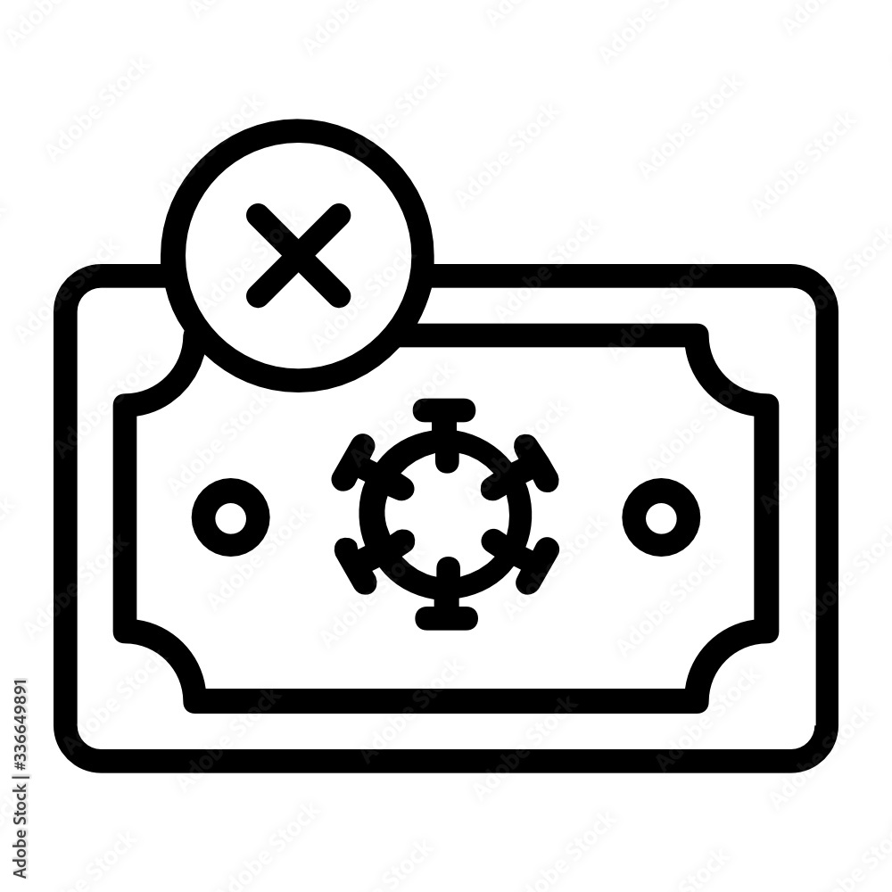 currency note contaminated with coronavirus Concept, stop using bacteria infected paper money on white background, currency note contaminated with coronavirus Concept, stop using bacteria infected paper money on white background,