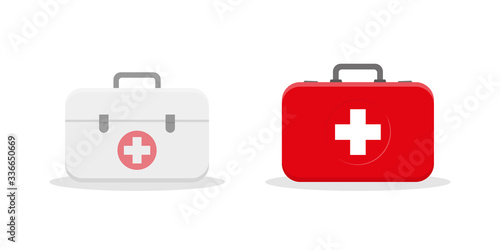 Medicine Box Flat Vector Images, First Aid Kit Box Icon Illustration