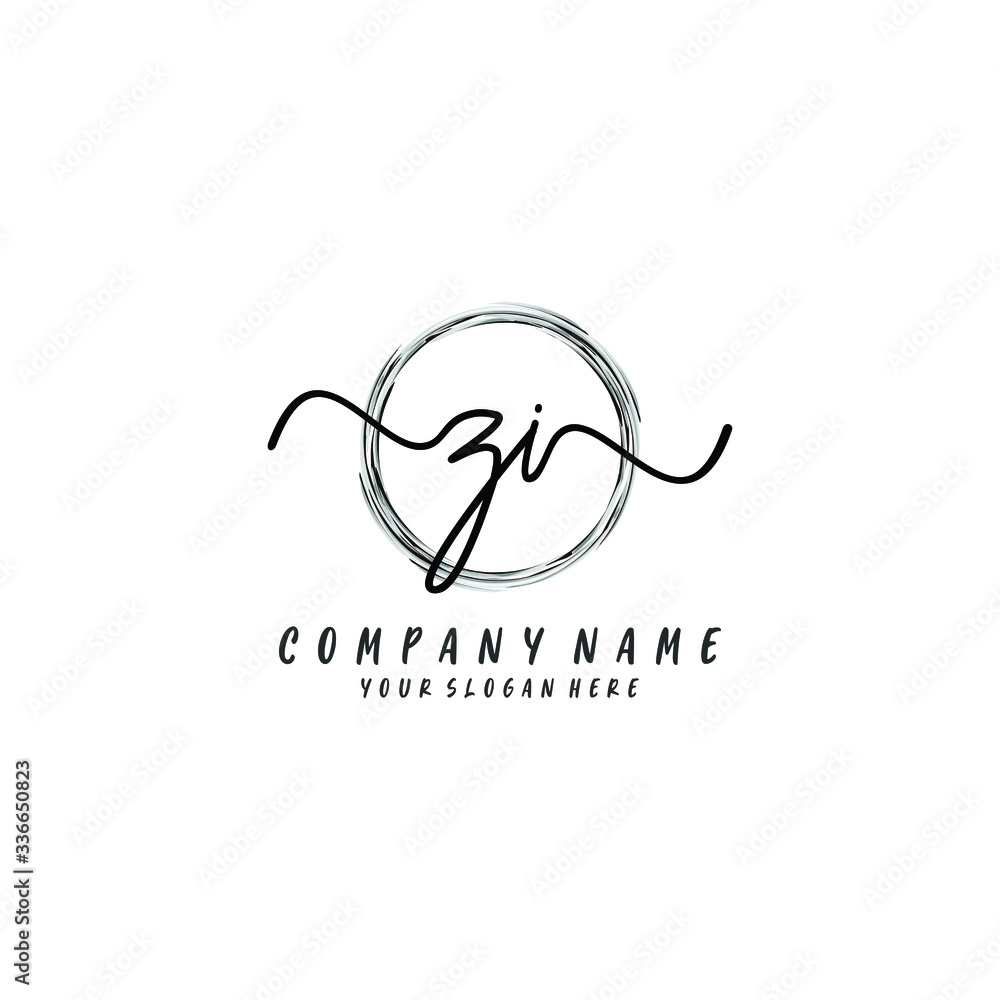 ZI initial Handwriting logo vector template ZI initial Handwriting logo vector template