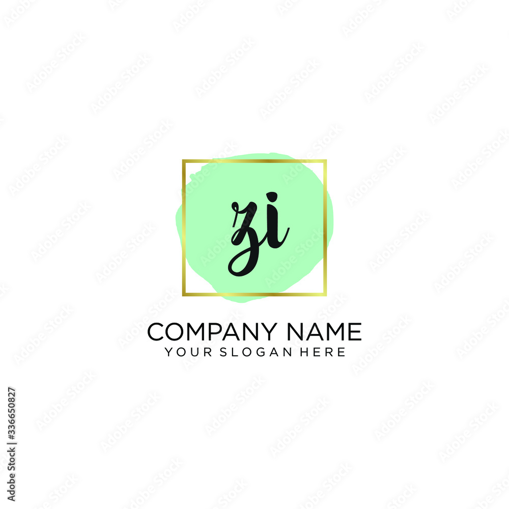 ZI initial Handwriting logo vector template ZI initial Handwriting logo vector template