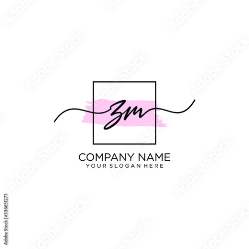 ZM initial Handwriting logo vector template