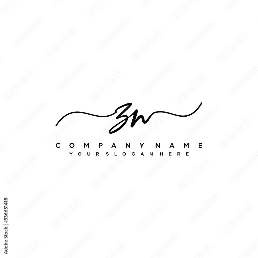Obraz premium ZN initial Handwriting logo vector template