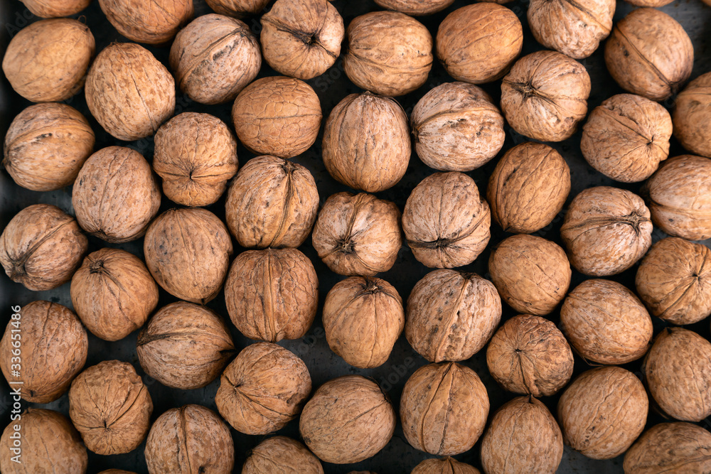 walnuts on the table, overhead walnuts on the table, overhead