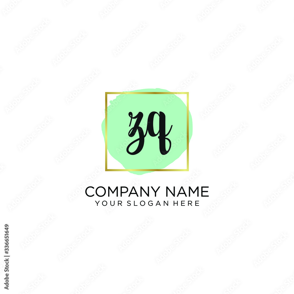 ZQ initial Handwriting logo vector template ZQ initial Handwriting logo vector template