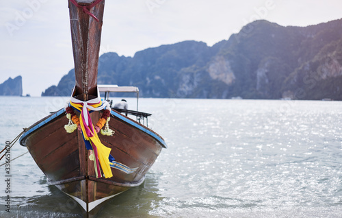 Traditional longtail boat. Traveling by Thailand.