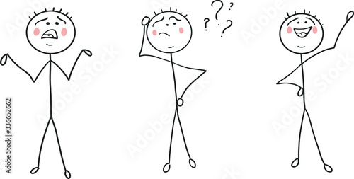 solving problems people stick man from question to answer q and a business development ideas researching process hand drawn vector illustration
