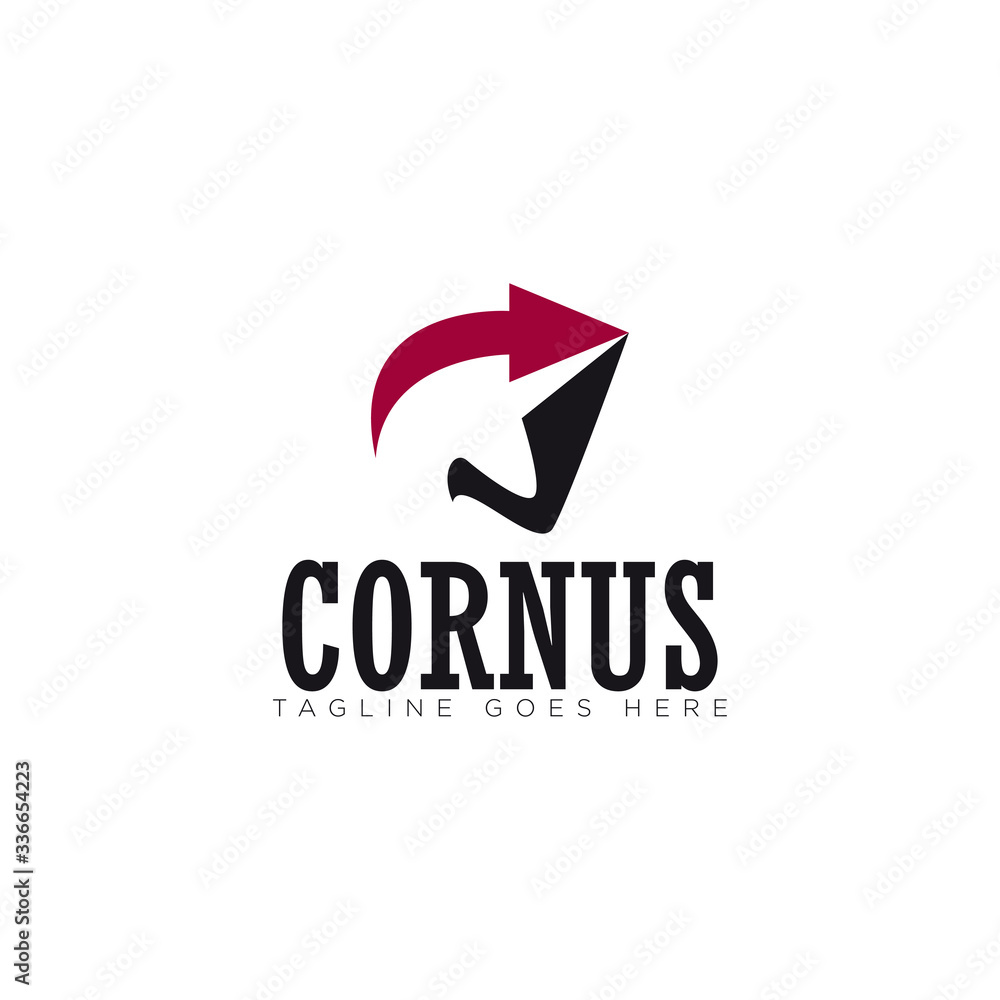 cornus logo, abstract unicorn and arrow vector cornus logo, abstract unicorn and arrow vector