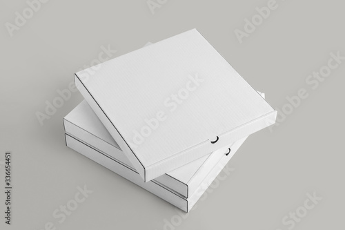 Pizza cardboard mock up on the white background. Template can be used for your design photo