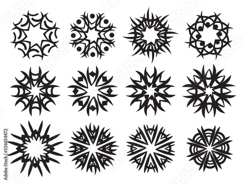 Decorative Abstract Round Pattern Symbol Vector Design Set