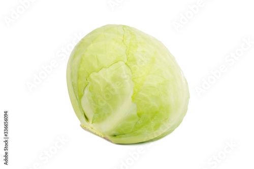 fresh young green cabbage isolated on the white background © angloma
