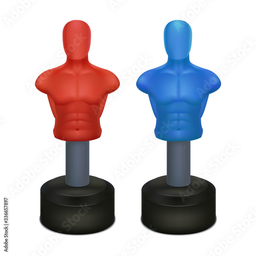 Realistic 3d Detailed Punching Bag Man Set. Vector