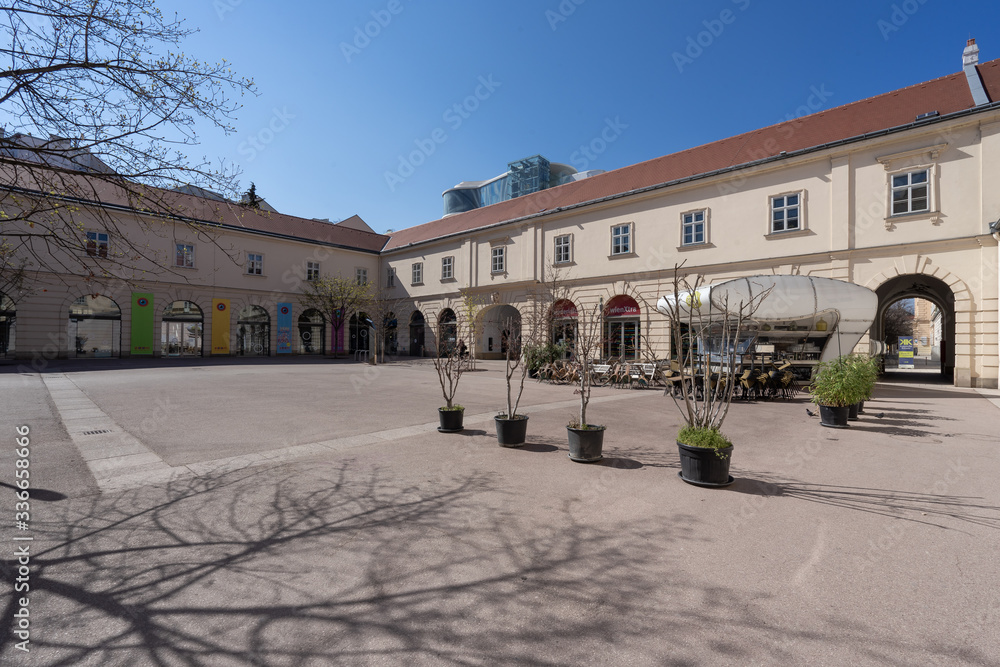 Naklejka premium Empty streets of Vienna city center in spring